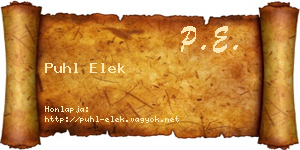 Puhl Elek névjegykártya